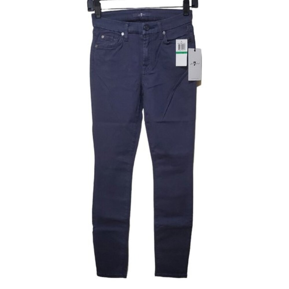 NWT 7 For All Mankind Mid Rise‎ Skinny Jeans Brushed Sateen Women's 24 Dark Gray